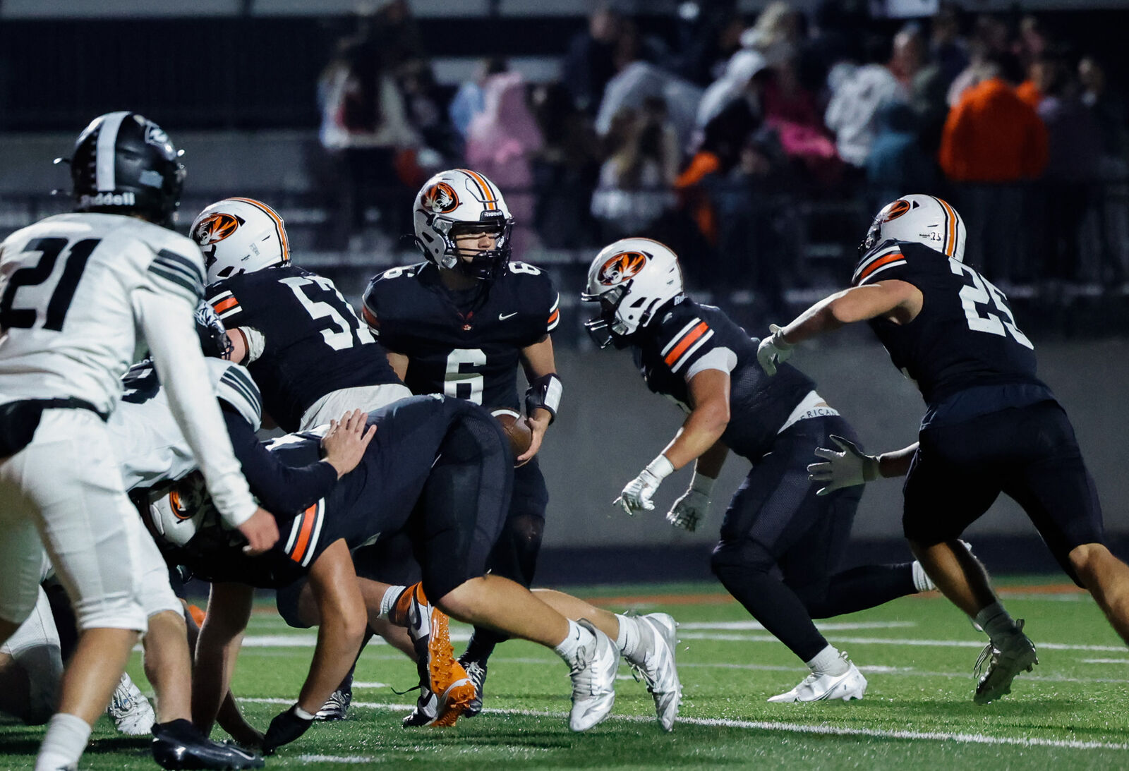 Trenten Coleman takes a snap behind the Republic offensive line