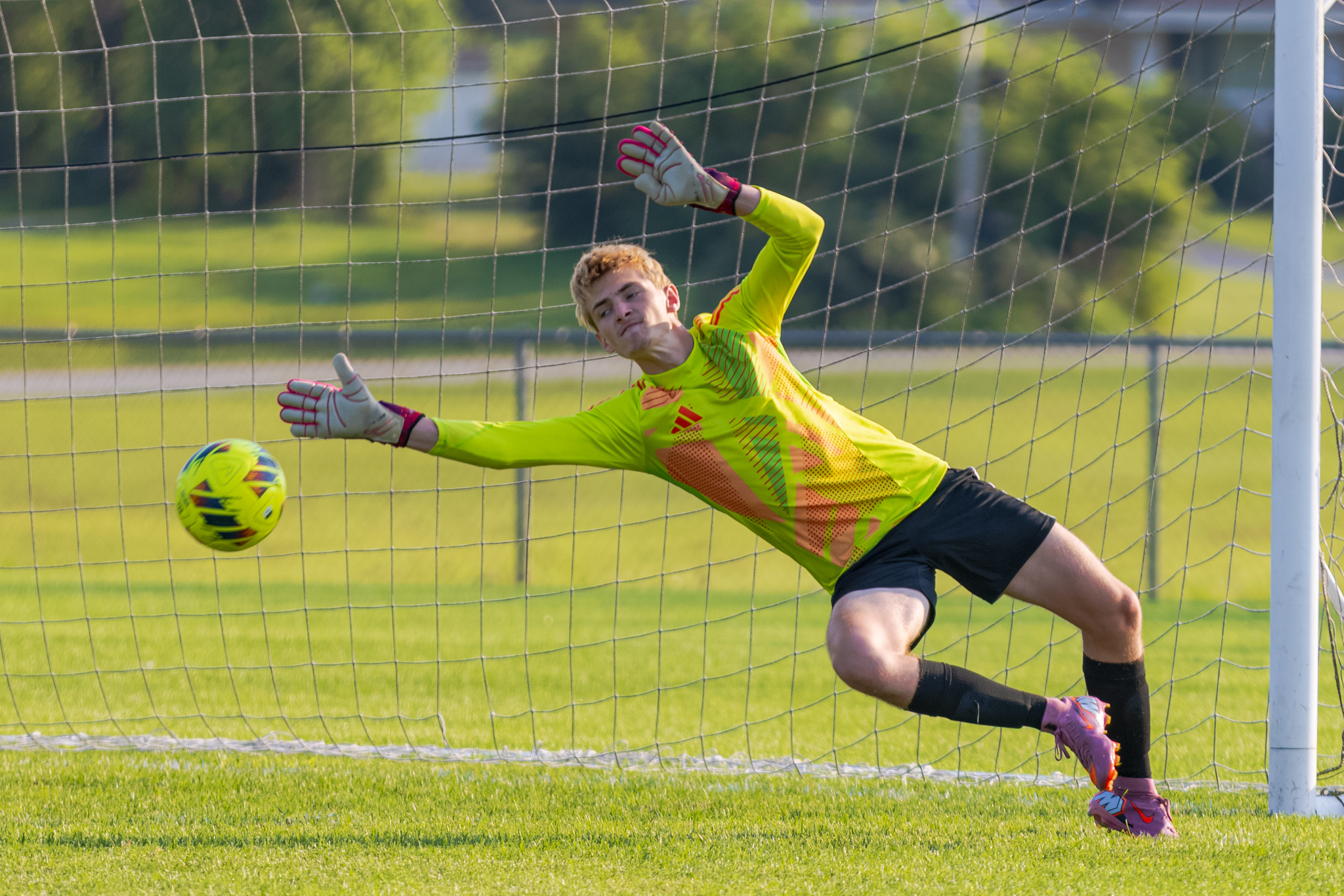 Koal Williams dives for a save